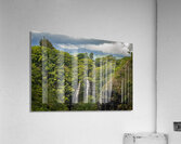 Opaekaa Falls sunlit as dark storm clouds gather over the hills Acrylic Print