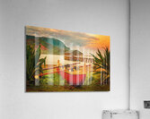 Painting of Hawaiian canoe by Hanalei Pier Impression acrylique