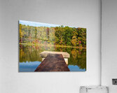 Fall leaves and metal pier in Coopers Rock State Forest in WV Acrylic Print