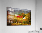 Painting of historic red barn nestled in fall colors in West Vir Acrylic Print