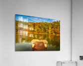 Fall leaves and metal pier in Coopers Rock State Forest in WV Acrylic Print