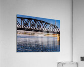 River cruise boat docked in Dubuque IA under Railroad bridge Acrylic Print