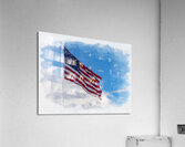 Digital art of USA stars and stripes flag against blue sky Acrylic Print