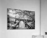 BW Coopers Rock overlook on snow-covered pathway Acrylic Print