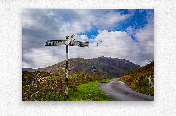 Langdale sign in english lake district  Impression metal