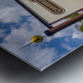 Oswestry railway station sign in Shropshire Metal print