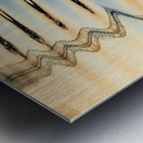 Reflections of electricity pylon at sunset in gentle river rippl Metal print