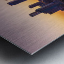 Orange skies behind skyline of Austin Texas as sun starts to ris Metal print