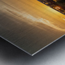 Freight train on the railroad bridge in Austin at sunset Metal print