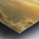 Freight train on the railroad bridge in Austin at sunset Metal print