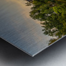 Hotel at dawn by River Wenatchee in Alpine German town of Leaven Metal print