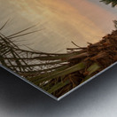 Sun setting behind the West Bank of Israel over Dead Sea Impression metal