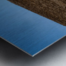 Great Pyramid of Giza with the sun flaring over the top edge Metal print