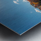 Sunburst above fall trees around the water at Cheat Lake Park Metal print