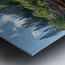 Byodo In buddhist temple under the tall mountain range Metal print