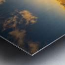 White rowing boat adrift on open ocean drifting to sunset Metal print