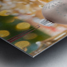 Three Christmas decorations on strings Metal print