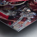 Engine compartment of chromed Camaro Metal print