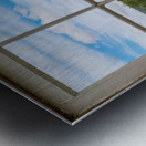 Lavender plants in blossom in early July through window Impression metal