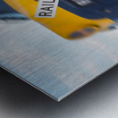 Diesel engine with railroad crossing sign Metal print