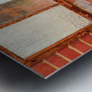 Old rusty window in warehouse painted red and orange Metal print