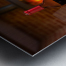 Red wine bottle and fruit with glass Metal print