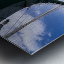 Modern apartments alongside Dubai Canal under Tolerance bridge Metal print