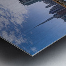 Low rise homes in front of modern apartments of Dubai Downtown d Metal print