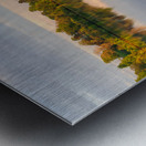 View across the Ellesmere Mere to a clear reflection of distant  Metal print