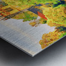 Watercolor across Ellesmere Mere in Shropshire to church Metal print