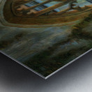 Oil painting of street light seen at St Dunstan church Metal print