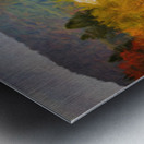 Painting of historic red barn nestled in fall colors in West Vir Metal print