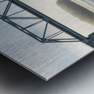 Fisherman fishing in Mississippi river on misty autumn morning Metal print