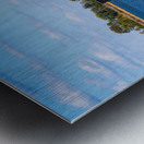 Tug boat or pusher boat leaving Lock and Dam 22 on Mississippi r Metal print