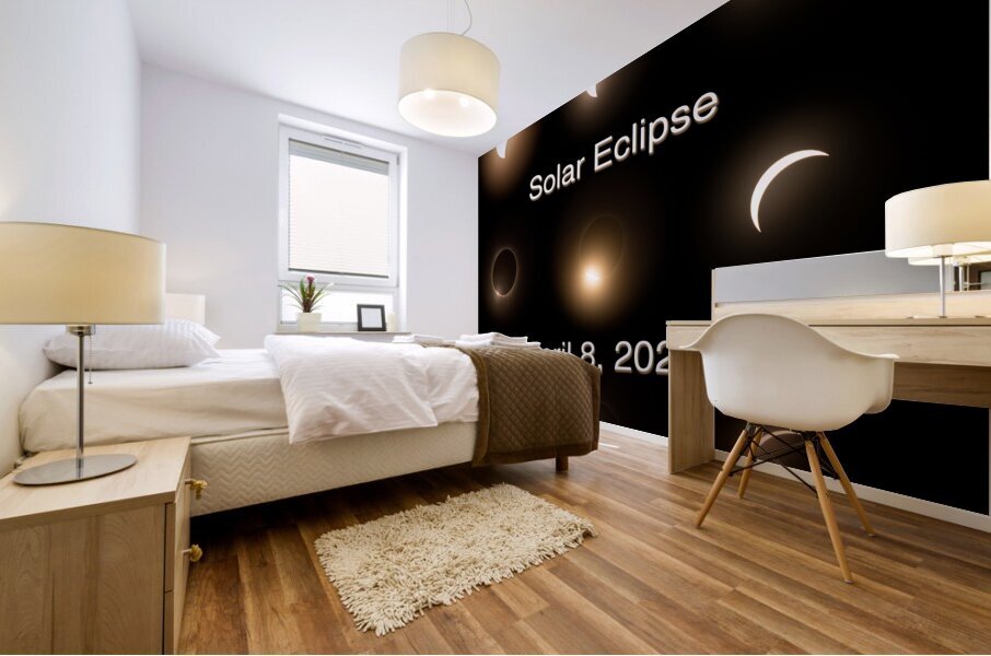 Composite of the stages of 2024 solar eclipse Mural print