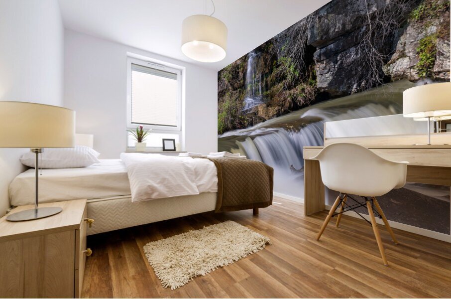 Small waterfall by Valley Falls on a bright spring morning Mural print