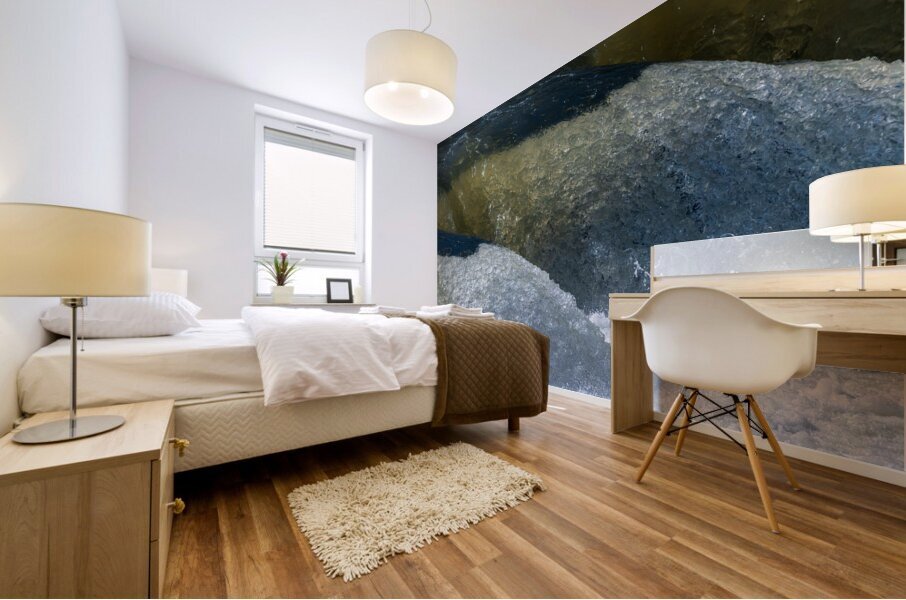 Frozen motion of raging water flowing over Valley Falls Mural print