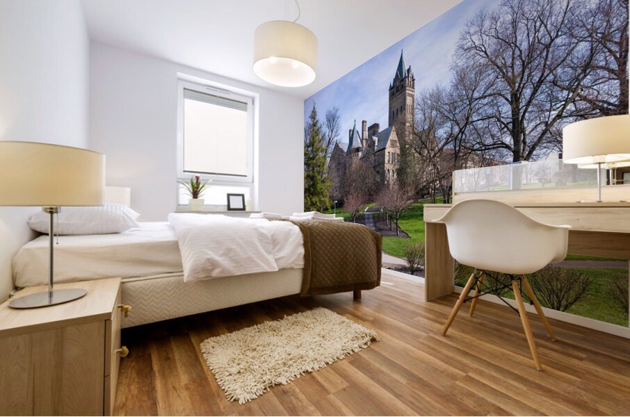 Facade of iconic University Hall at Ohio Wesleyan University Impression murale