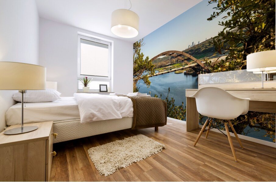 Colorado river and Pennybacker bridge from overlook in Austin Te Mural print