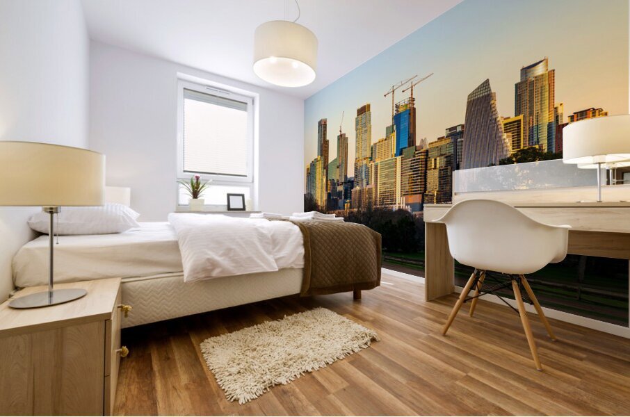 Cityscape of downtown Austin from the west in Zilker park 2025 Mural print