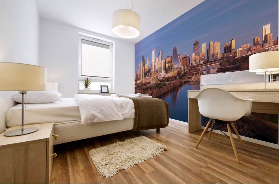 Cityscape of downtown Austin from the west in Zilker park 2025 Mural print