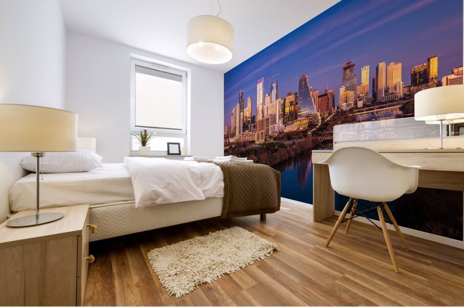 Cityscape of downtown Austin from the west in Zilker park 2025 Mural print