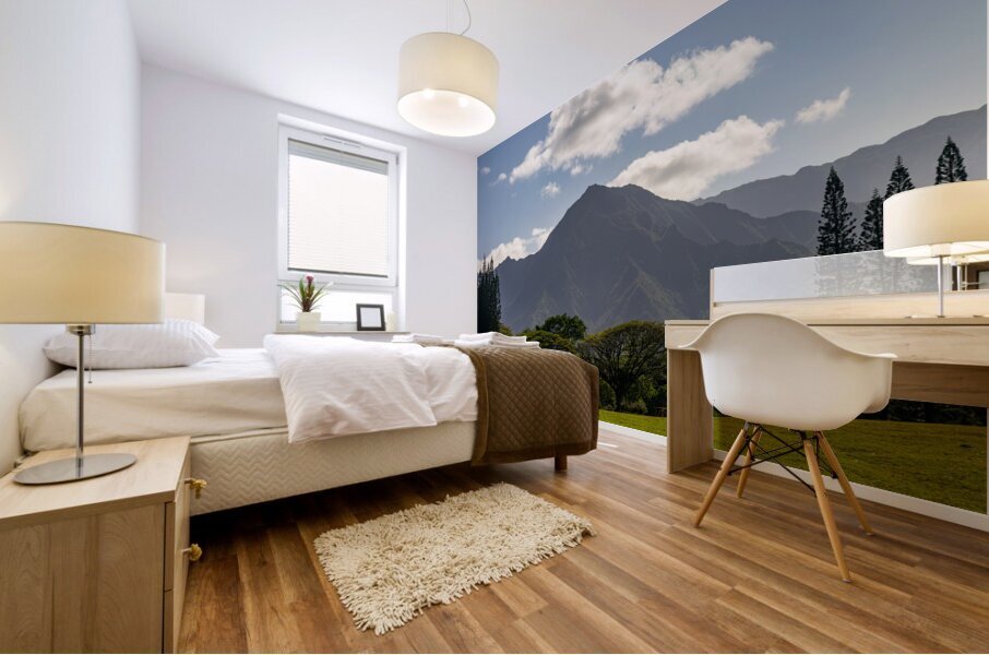 Princevilles stunning golf course with serene lake and mountain Impression murale