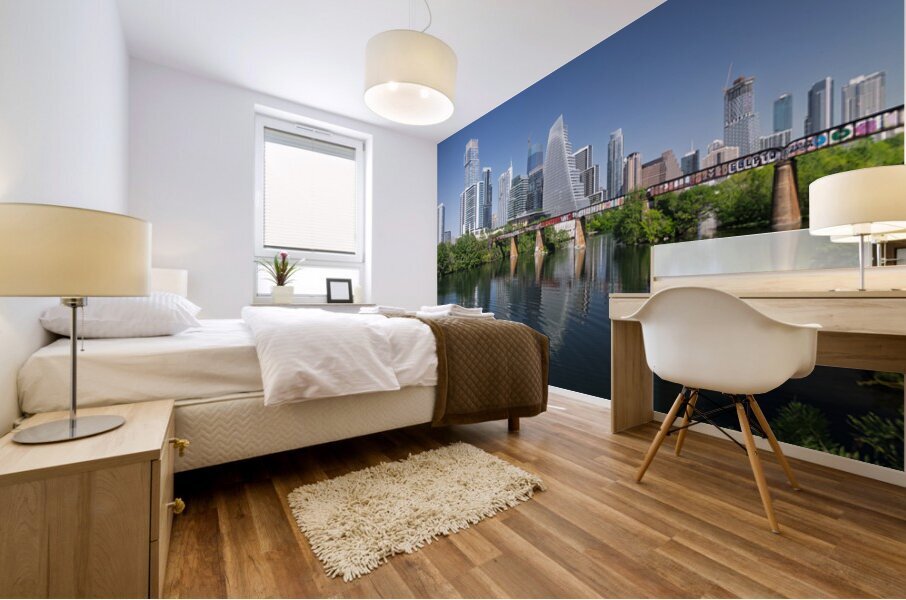 View along Colorado river of Austin Texas skyline Impression murale