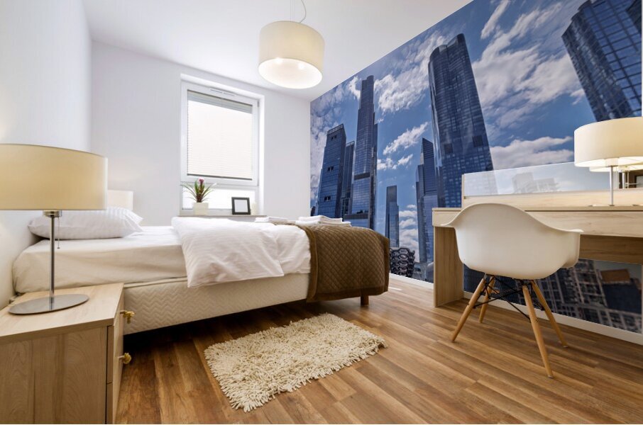 Tall office and apartment buidlings above Hudson Yards in New Yo Mural print