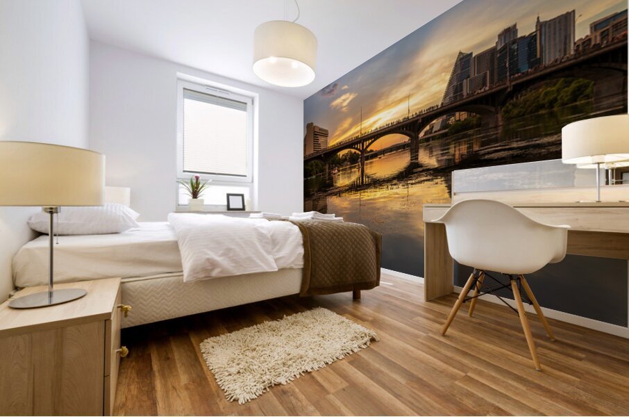 Waiting for Bats - Crowd on Congress Avenue bridge Austin Mural print