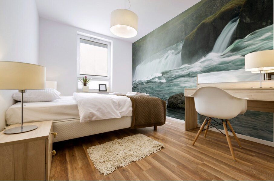 Godafoss or Waterfall of the Gods near Akureyri in Northern Ice Mural print