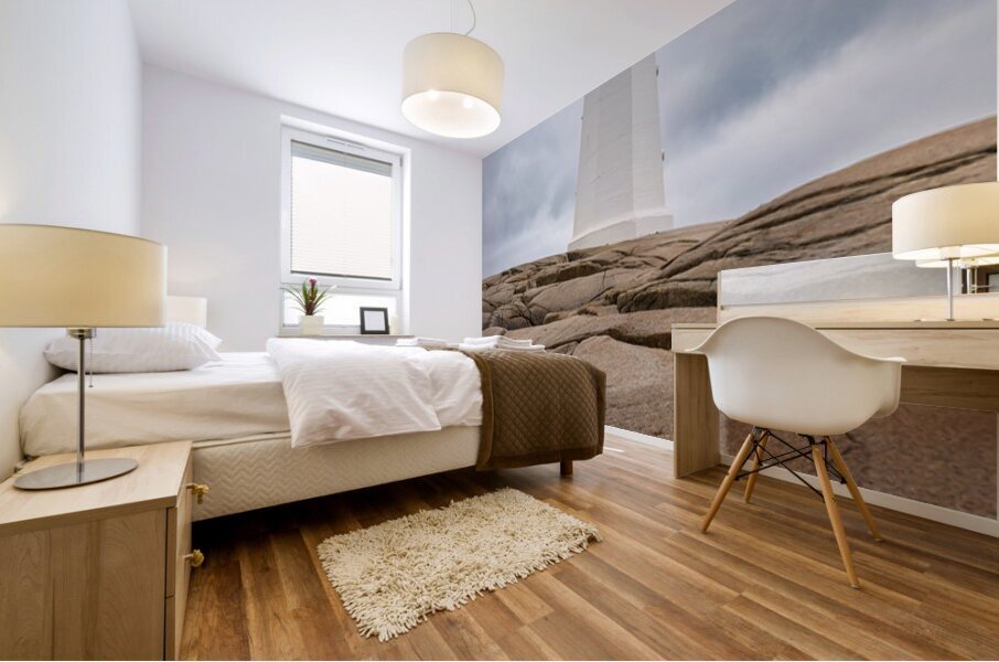 Famous Peggys Cove lightouse near Halifax in Nova Scotia Canada Impression murale