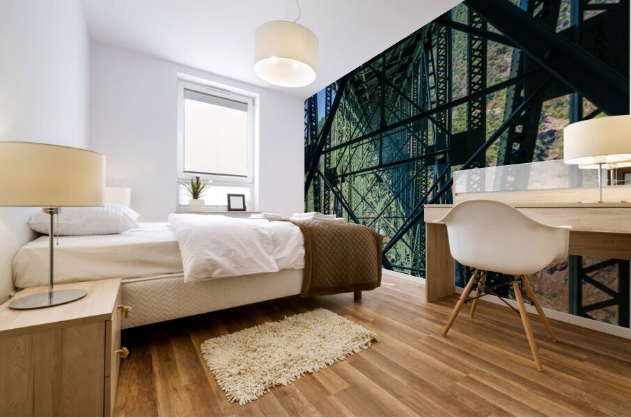 Steel structure of historic cantilevered Deception Pass bridge Impression murale