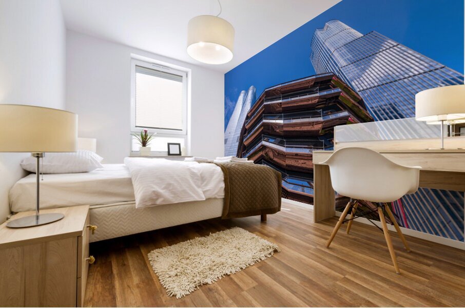 Reflective surface of the Vessel with a skyscraper behind with c Impression murale